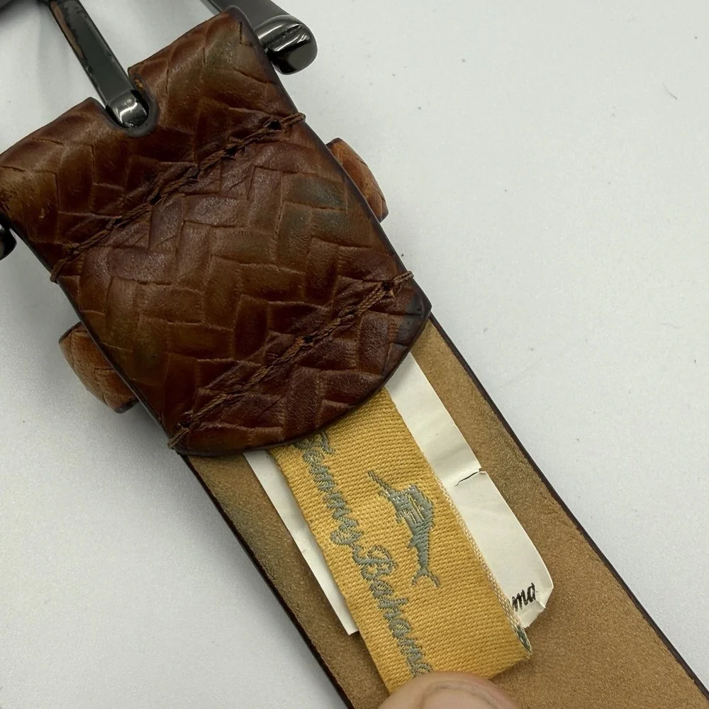 Tommy Bahama Genuine Leather‎ Belt Brown Basketweave Size 36